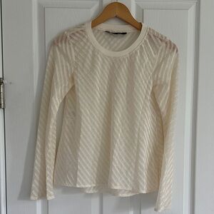 Rachel Cream Sheer Long Sleeve Blouse NWT